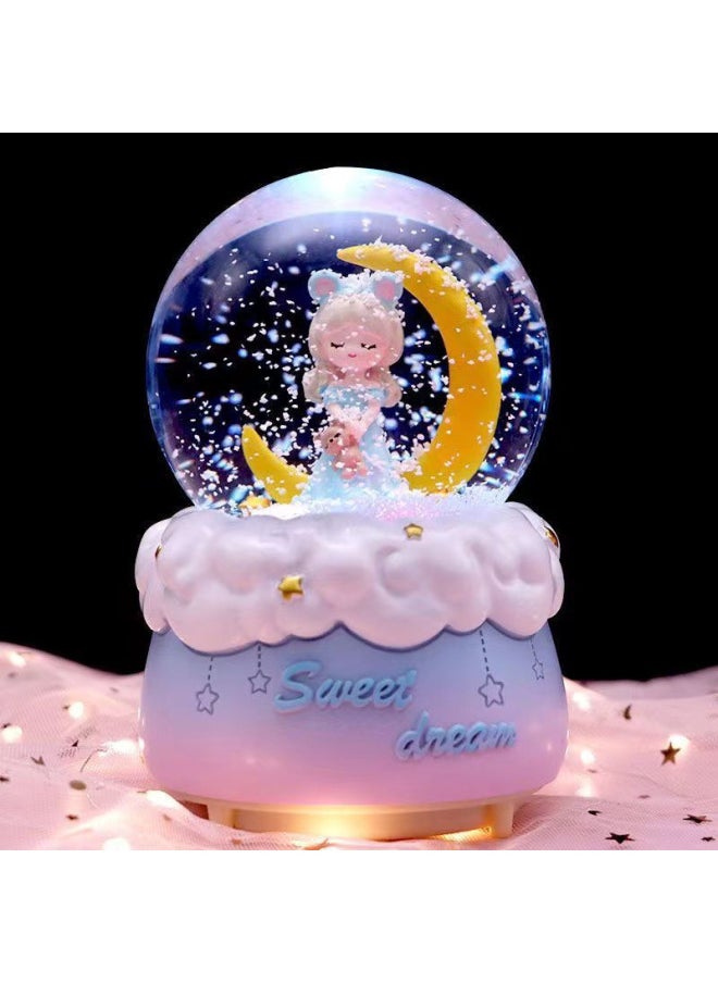 Princess Aisha Music Box Lighting Holiday Gift Gift Direct Snowflake Crystal Ball Baby Birthday Gift-Color:Moon Unicorn-Size:Large Inner Rotating Light And Music, Automatic Snow Falling + Gift Bag + Exquisite Packaging  - Image 4