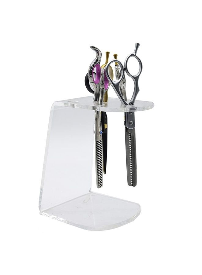 esowemsn 6 Holes Clear Acrylic Scissors Holder Rack Salon Shear Holder Hairdresser Scissor Combs Clips Desktop Organizer Accessories for Barber Shop Office Home - Image 2