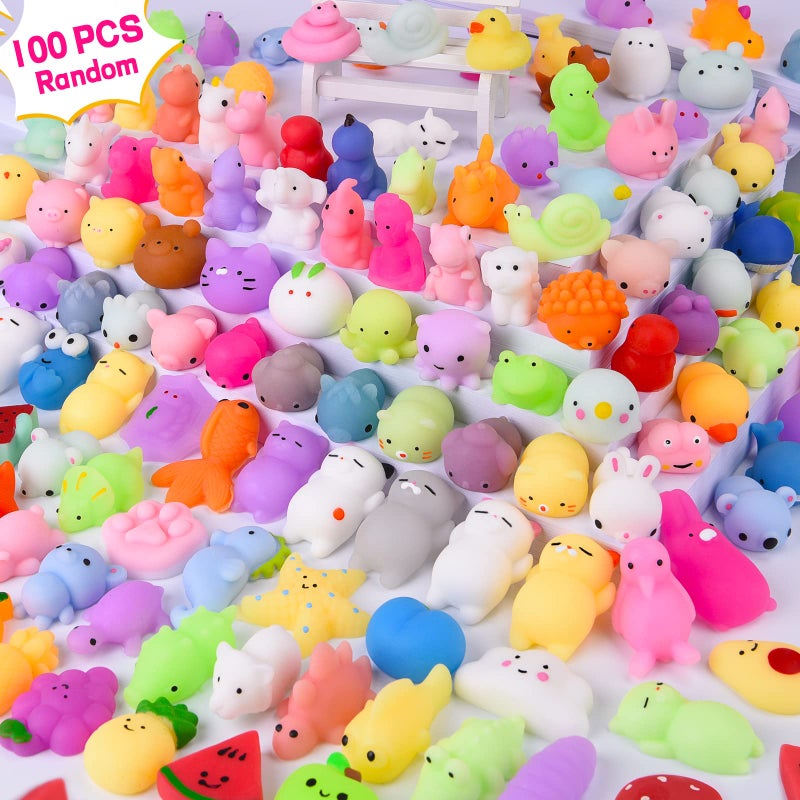 LEEHUR 100PCS Kawaii Squishies Mochi Squishy Toys for Kids Party Favors Mini Stress Relief Squishy Fidget Toys for Classroom Prizes for Kids Party Favors Goodie Bags Stuffers with Storage Bag - Image 2