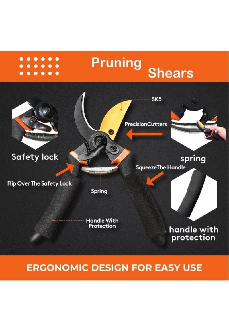 Garden Pruning Shears, 22cm/8.66in Hand Gardening Cutter with SK5 alloy steel Blade, for Pruning and Cutting Flowers or Branches, Professional Garden Scissors, Ergonomic Handles Garden Pruner - Image 5