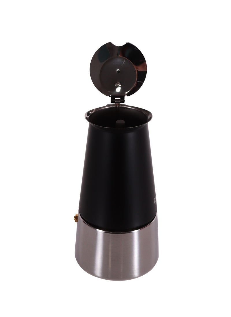 Any Morning Stovetop Espresso Coffee Maker 300ml, Stainless Steel Induction Moka Pot Compatible with All Hob Types, Italian Coffee Maker, Percolator Coffee Pot 6 Cups, 10 oz, Black - FE001-6  - Image 3