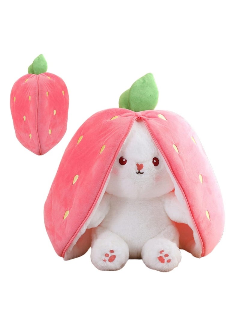Rabbit Cuddly Toy Hide 20-25 cm, Rabbit Cuddly Toy Plush Toy, Bunny in Strawberry Bag Soft Toy, Creative Plush Toy Gift, for Boys Girls Babies Children Adults Birthday - Image 3