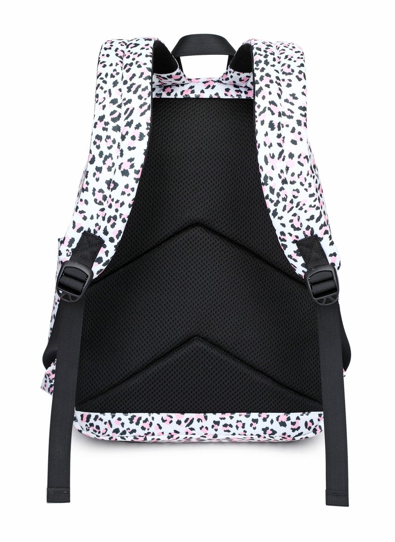 Loquat Leopard Print Casual Backpack Large Capacity Space School Bag Pinkink  - Image 3