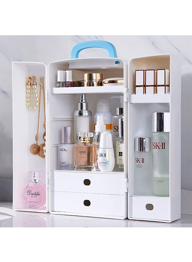 JCB CHIC Large Cosmetic Makeup Organizer, Dust Water Proof Cosmetics Storage Display Case, Cosmetic Storage Box with Brush Organizer, Suitable for Bathroom Countertop and Bedroom Vanity Dresser - Image 3