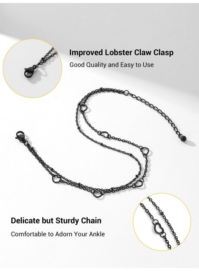PROSTEEL Womens Foot Bracelets Heart Ankle Braclet Black Anklet Cute Beach Anklets For Women - Image 5