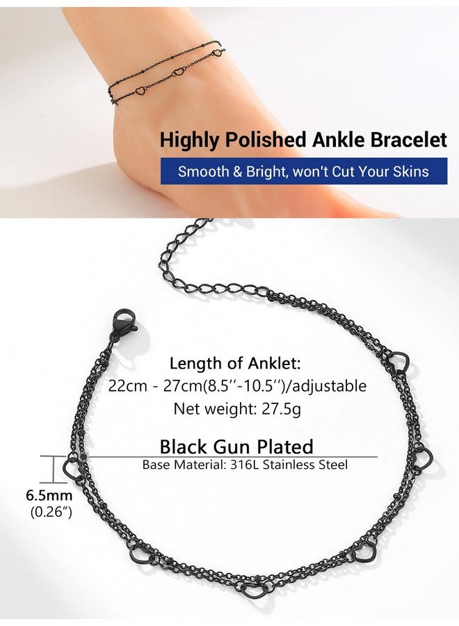 PROSTEEL Womens Foot Bracelets Heart Ankle Braclet Black Anklet Cute Beach Anklets For Women - Image 4