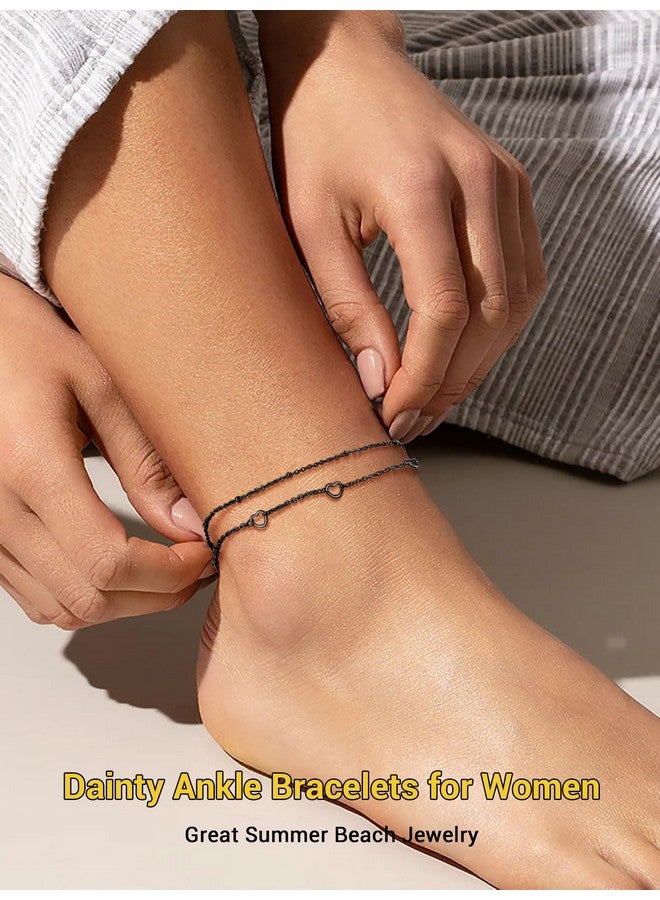 PROSTEEL Womens Foot Bracelets Heart Ankle Braclet Black Anklet Cute Beach Anklets For Women - Image 3