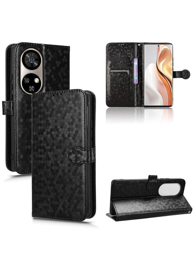 إيروريكس جراب هاتف جلدي بنمط نقاط قرص العسل لهاتف Ulefone Note 17 Pro (أسود) 