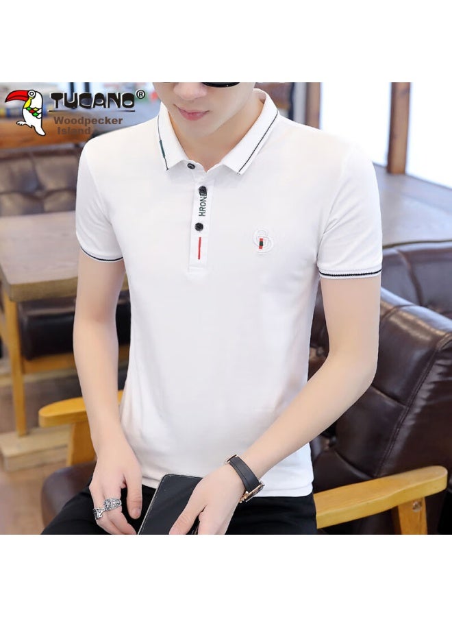 Tucano Tucano Men's Short Sleeve T-shirt Spring Summer Trendy Men's Polo Shirt Casual Men's Clothing White 3xl