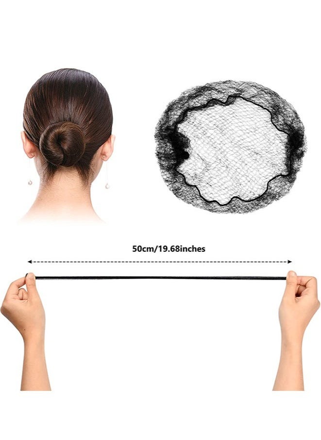Beauenty - 20 PCS Bun Hair Nets, Invisible Bun Hair Nets, 50cm Elastic Headbands, for Women, Girls, Ballet Dance (Black) - Image 1