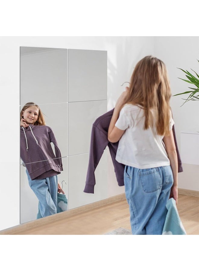 DUNISO 6 Pcs Mirror Wall Stickers, Non-Glass Mirrors Wall Stickers, Acrylic Mirror Wall Stickers，Waterproof，High-definition, Easy to Install，for Wardrobe, Door, Bedroom，30 x 40 cm  - Image 1
