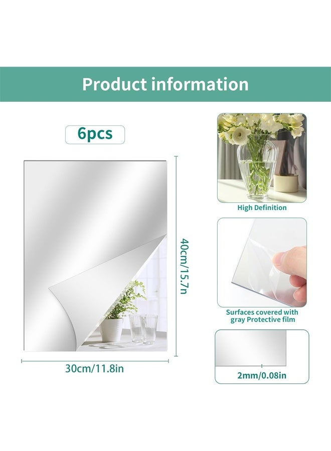 DUNISO 6 Pcs Mirror Wall Stickers, Non-Glass Mirrors Wall Stickers, Acrylic Mirror Wall Stickers，Waterproof，High-definition, Easy to Install，for Wardrobe, Door, Bedroom，30 x 40 cm  - Image 2