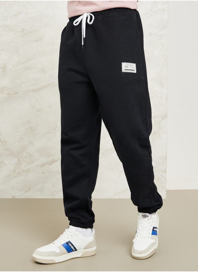 Styli - Fleece Panel Jogger with Drawcord & Patch Detail - Image 1