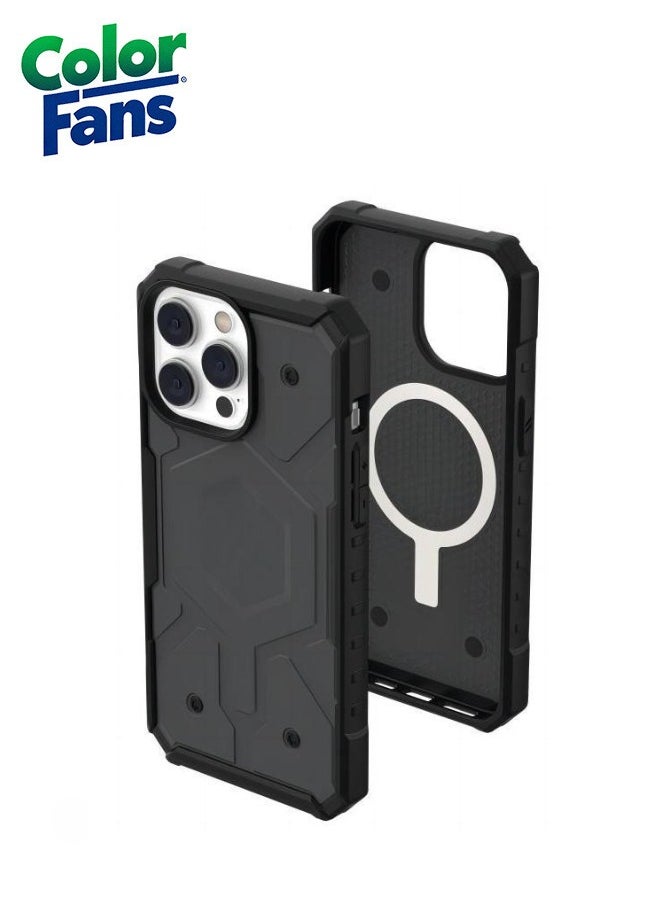 Color Fans Apple iPhone 13 Pro Max Case 6.7" Pathfinder Built-in Magnet Compatible with Magnet Charging Slim Lightweight Shockproof Dropproof Rugged Protective Cover - Silver  - Image 1