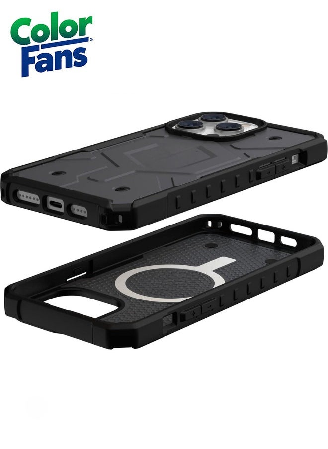 Color Fans Apple iPhone 13 Pro Max Case 6.7" Pathfinder Built-in Magnet Compatible with Magnet Charging Slim Lightweight Shockproof Dropproof Rugged Protective Cover - Silver  - Image 2