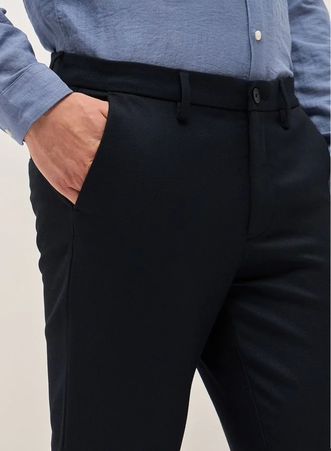 THE BEAR HOUSE Men's Navy Solid 4 Way Stretch Formal Trouser Versatile Office and Travel Pants Comfortable Fit for Everyday Use Easy to Style Bottomwear for Work Weekend and Outings