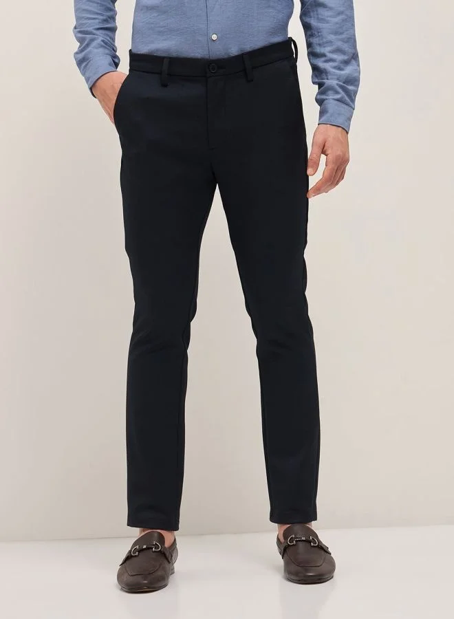 THE BEAR HOUSE Men's Navy Solid 4 Way Stretch Formal Trouser Versatile Office and Travel Pants Comfortable Fit for Everyday Use Easy to Style Bottomwear for Work Weekend and Outings
