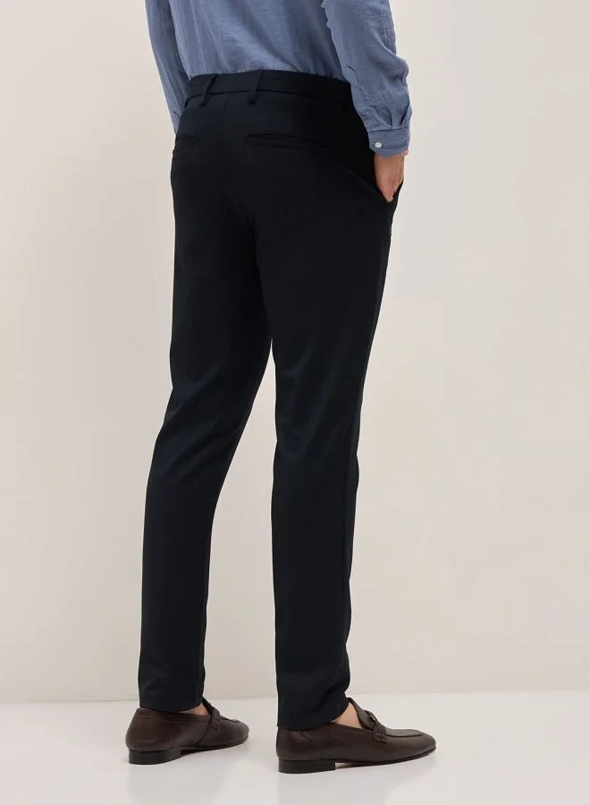 THE BEAR HOUSE Men's Navy Solid 4 Way Stretch Formal Trouser Versatile Office and Travel Pants Comfortable Fit for Everyday Use Easy to Style Bottomwear for Work Weekend and Outings