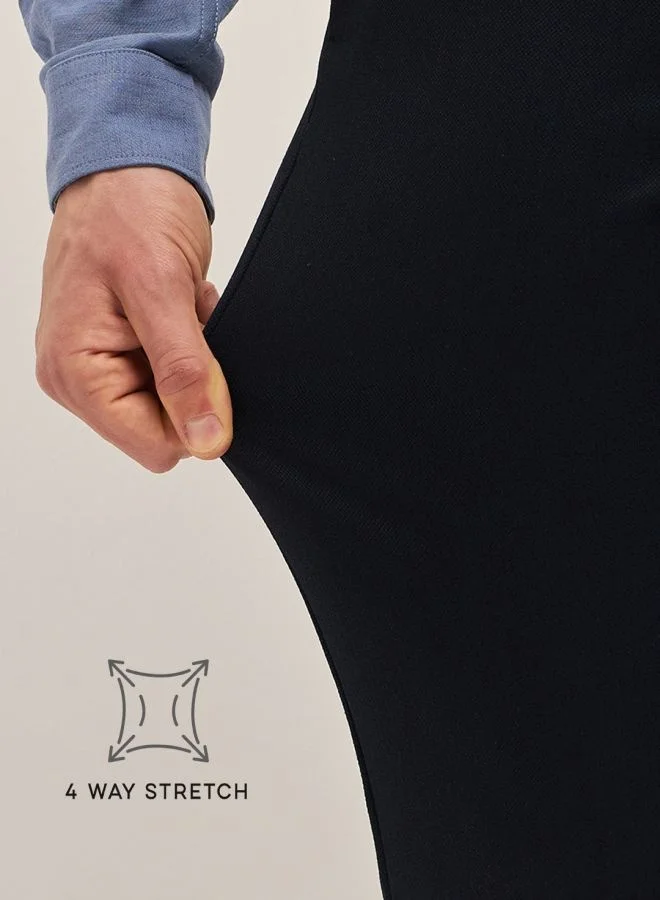 THE BEAR HOUSE Men's Navy Solid 4 Way Stretch Formal Trouser Versatile Office and Travel Pants Comfortable Fit for Everyday Use Easy to Style Bottomwear for Work Weekend and Outings