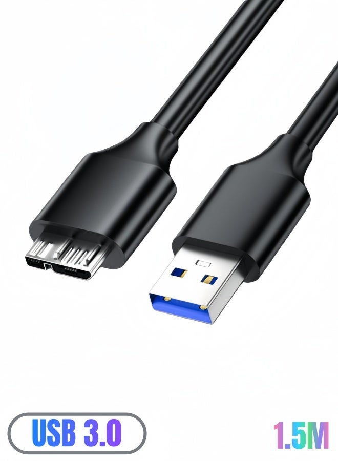 الصفحة الرئيسية كابل USB 3.0 إلى Micro B بطول 1.5 متر (5 جيجابت في الثانية) - كابل محرك أقراص صلبة لـ Seagate و WD و Toshiba HDD/SSD الخارجية - كابل مزامنة بيانات عالي السرعة للأقراص الصلبة المحمولة و Backup Plus و My Passport - Image 1