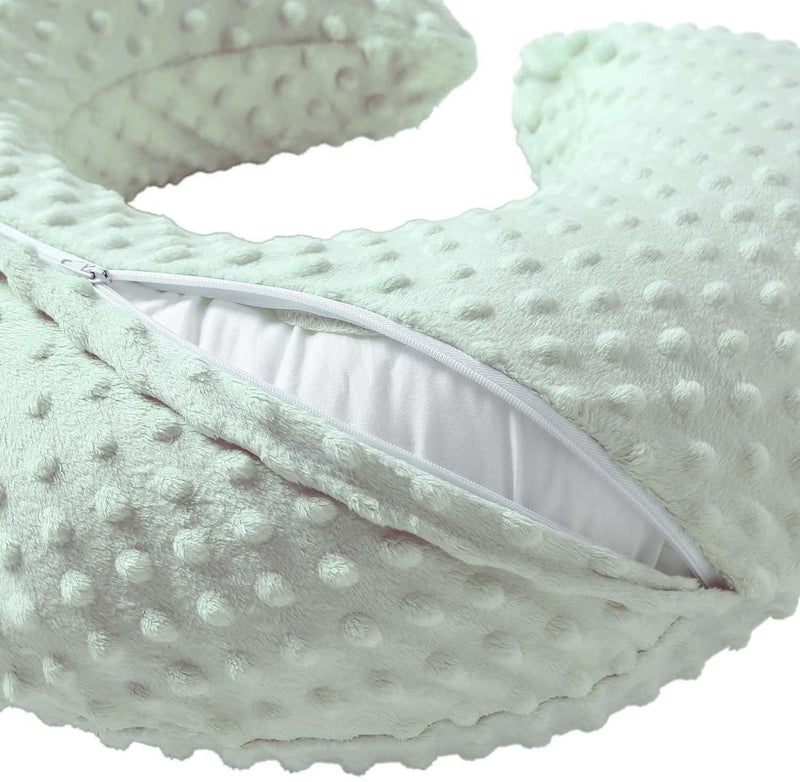 QUENESS Nursing Pillow Cover Breastfeeding Pillow Cases Plush Dot Slipcover Pillow Sham (Green) - Image 2