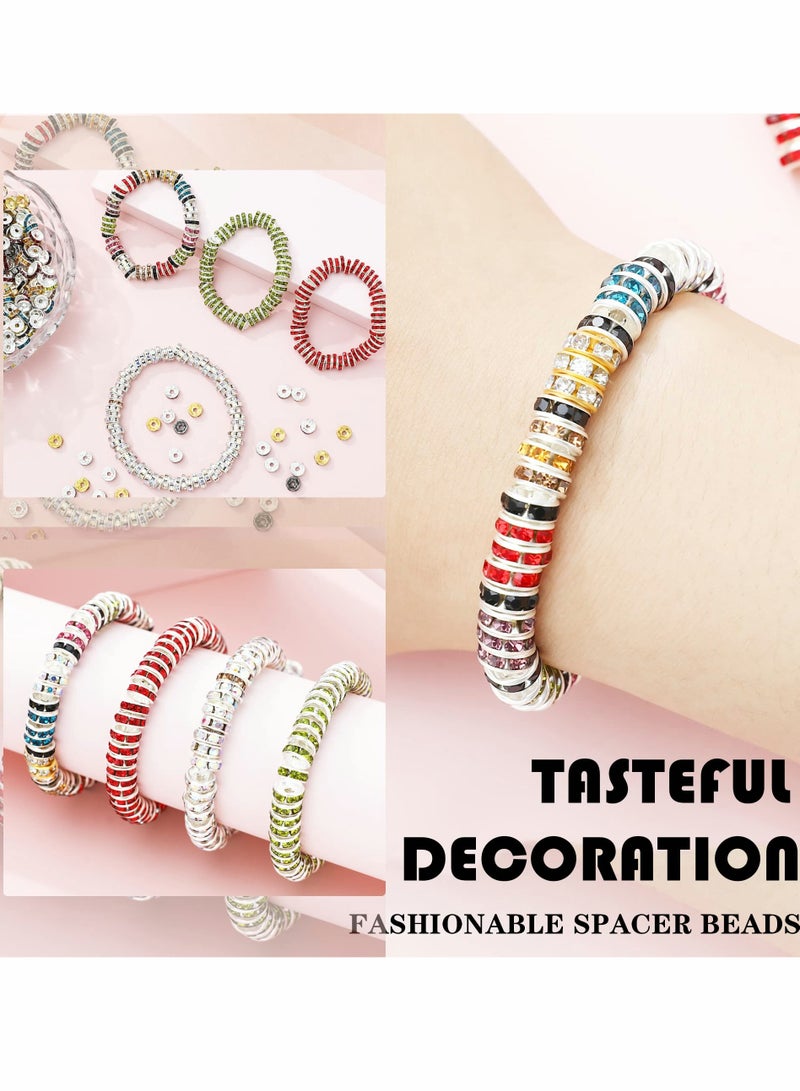 Excefore 450Pcs 8mm Round Spacer Beads, Crystal Beads, Rhinestone Beads, Charms for Jewelry Making Necklaces, Bracelet Pendants (9 Colors-8mm) - Image 3