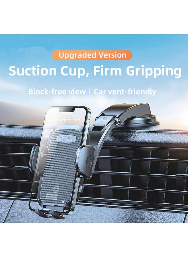 إيكو شاين Car Phone Mount, Dashboard Windscreen Suction Cup Holder with Adjustable Arm, Universal Mobile Phone Cradle, Black - Image 2