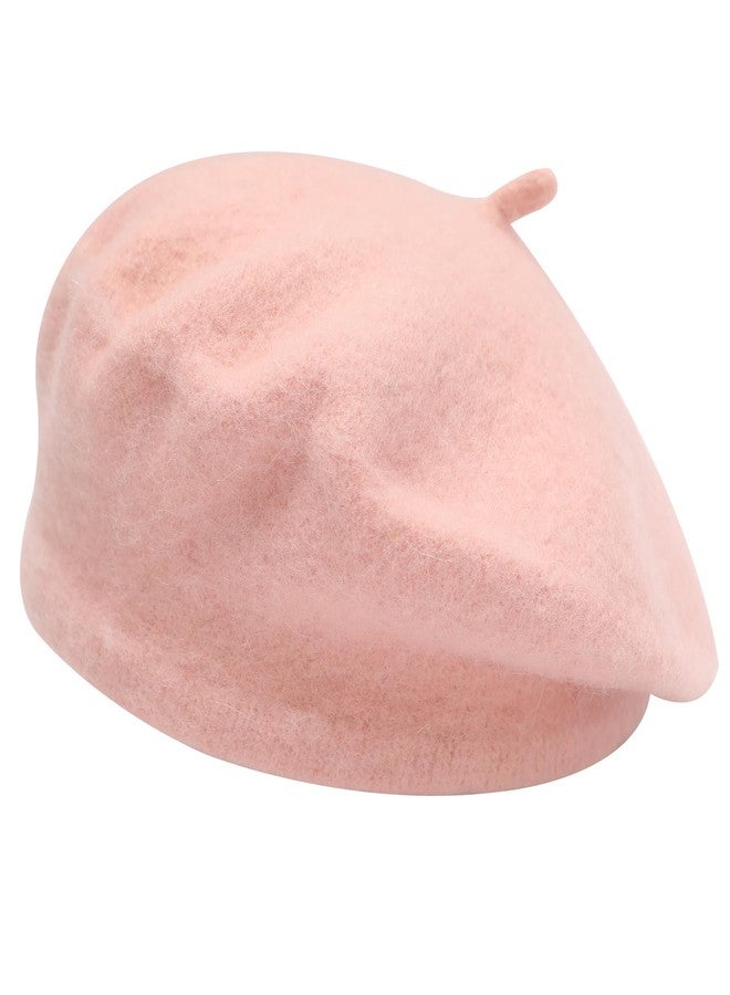 ZLYC Wool Kids Beret Hat Girls Solid Color Artist French Beret Cap, Pink - Image 5