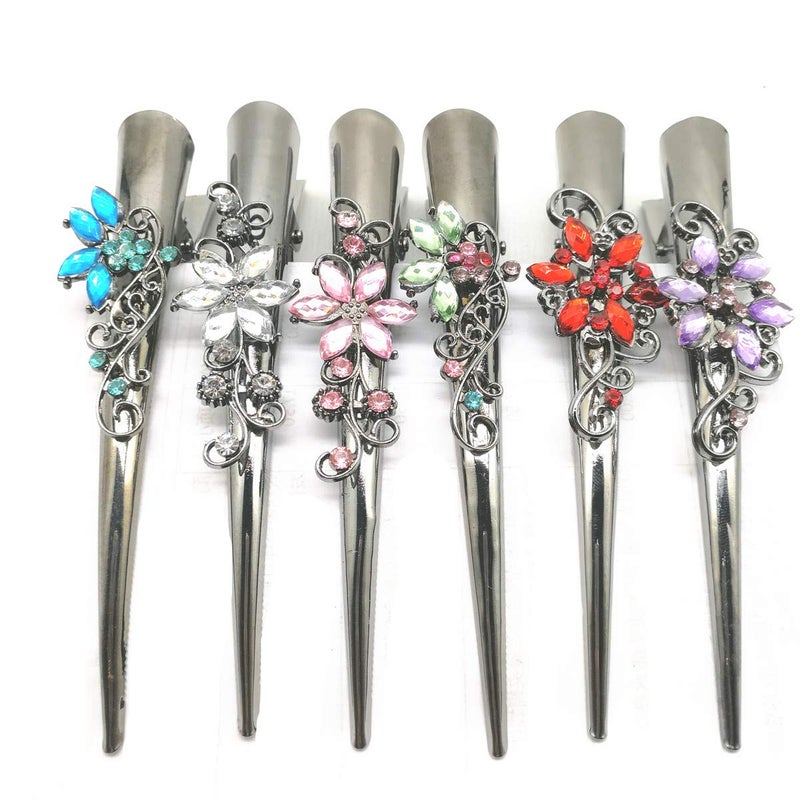 Set of 6 Metal Alligator Sectioning Clips for Women and girl Pretty Strong Clamp Hairpins NonSlip Hair Grips