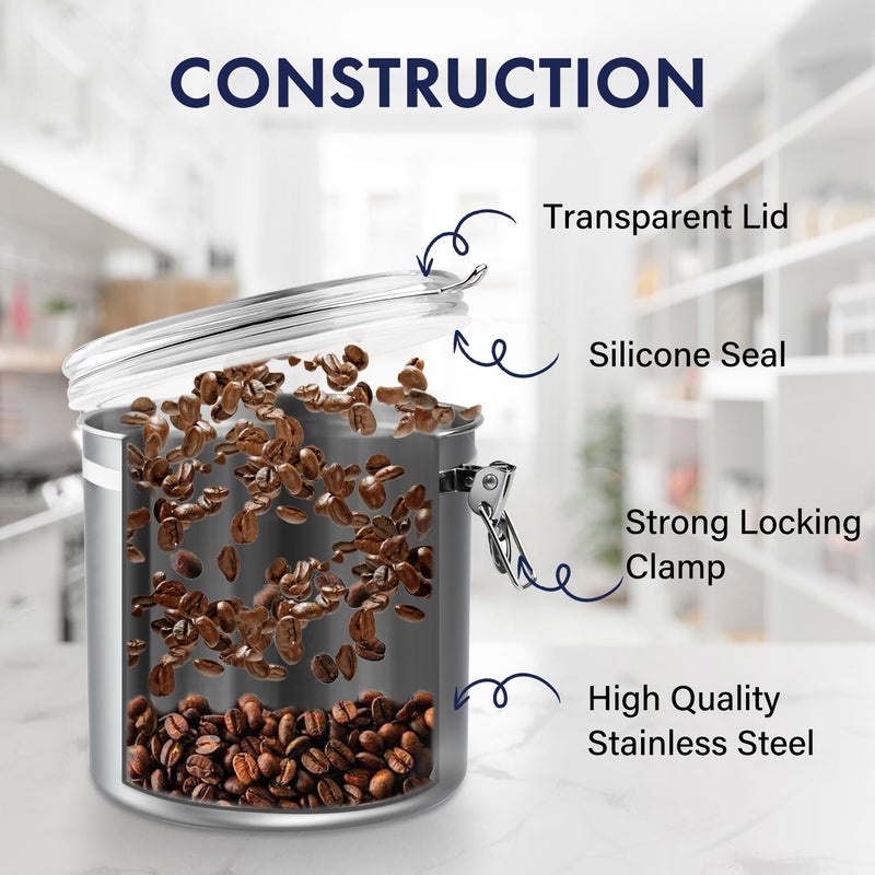 ENLOY 165oz Stainless Steel Airtight Canister for Kitchen, Large Flour Coffee Bean Tea Cereal Sugar Cookie Metal Food Storage Canisters with Clear Lid and Sturdy Locking Clamp - Image 3