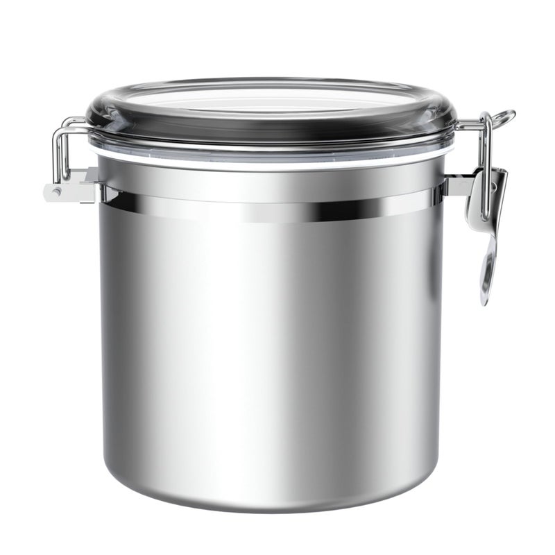 ENLOY 165oz Stainless Steel Airtight Canister for Kitchen, Large Flour Coffee Bean Tea Cereal Sugar Cookie Metal Food Storage Canisters with Clear Lid and Sturdy Locking Clamp - Image 1