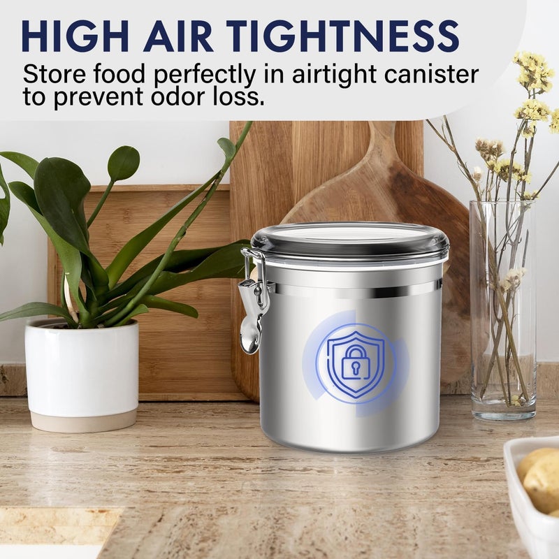 ENLOY 165oz Stainless Steel Airtight Canister for Kitchen, Large Flour Coffee Bean Tea Cereal Sugar Cookie Metal Food Storage Canisters with Clear Lid and Sturdy Locking Clamp - Image 5