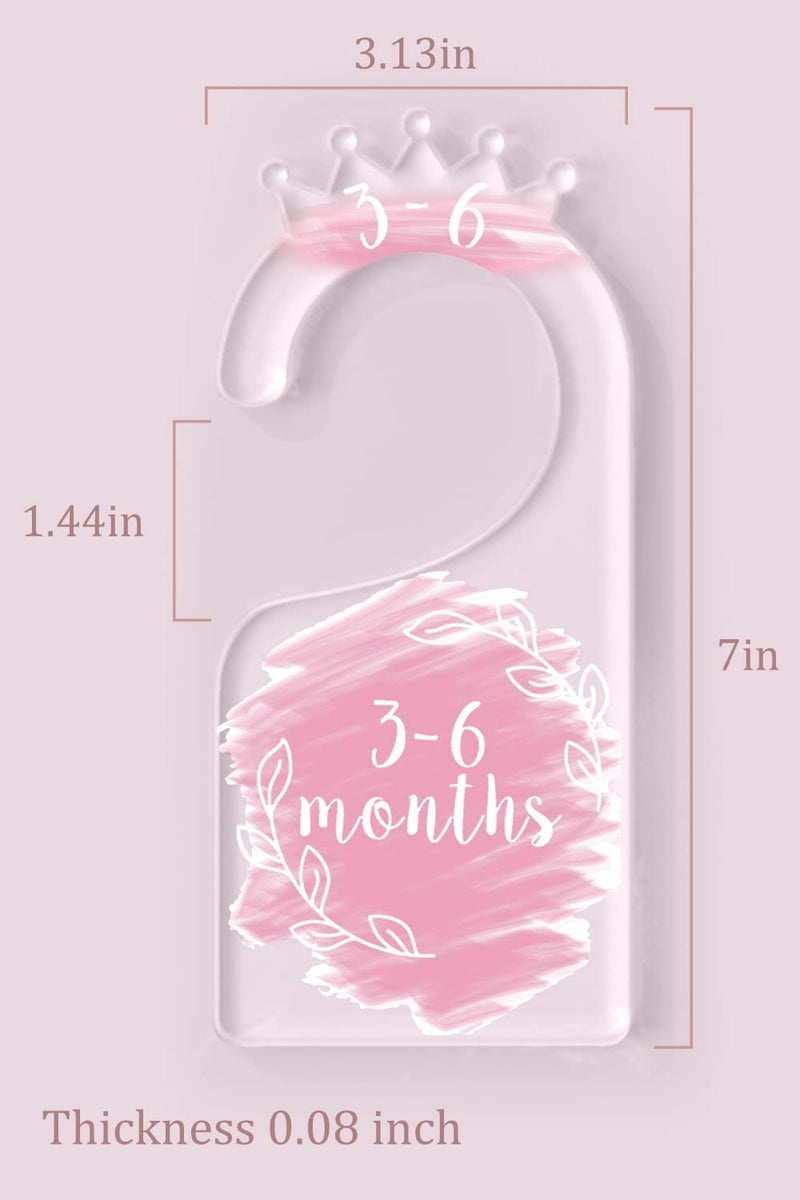 OneDream Baby Closet dividers Hanger separators - Set of 7 Baby Clothes dividers for Closet from Newborn to 24 Months, Acrylic Infant Clothes Divider (Pink) - Image 5