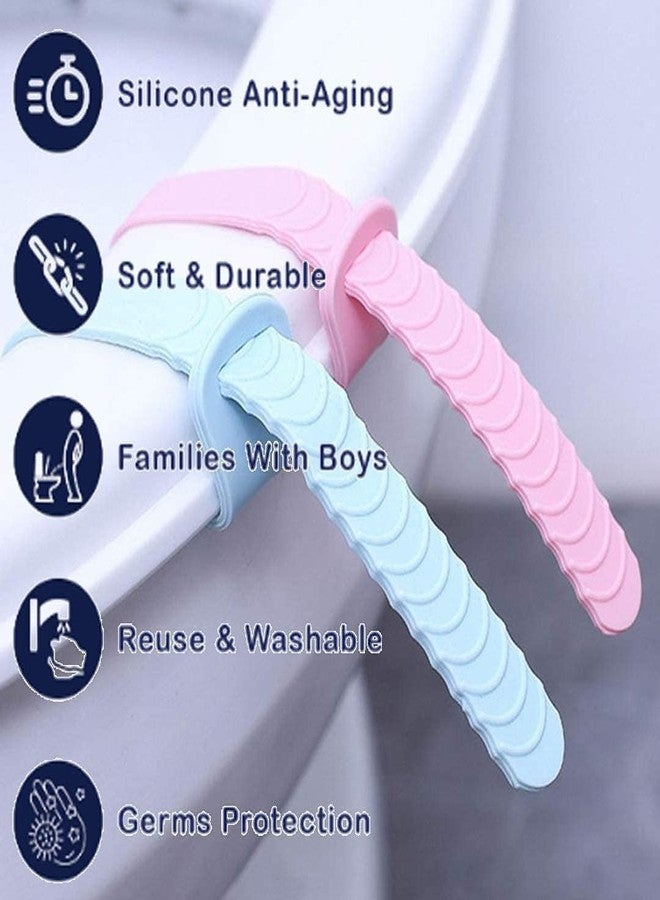 9UP® 4Pcs Toilet Seat Lifter Clip | Toilet Seat Lifter Band For Bathroom Accessoies | Touch-free Self Adhesive Silicone Toilet Lid Lifter Holder (Multicolour) - Image 3