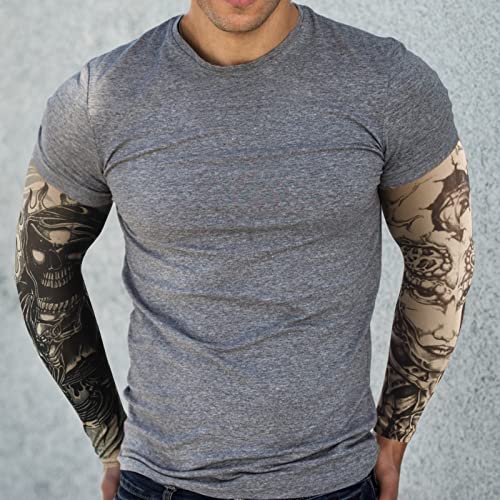 YARIEW Tattoo Sleeves for Men, 12Pcs Fake Tattoos Sleeves to Cover Arms Cooling Sun Protection Tribes Skulls Patterns - Image 5