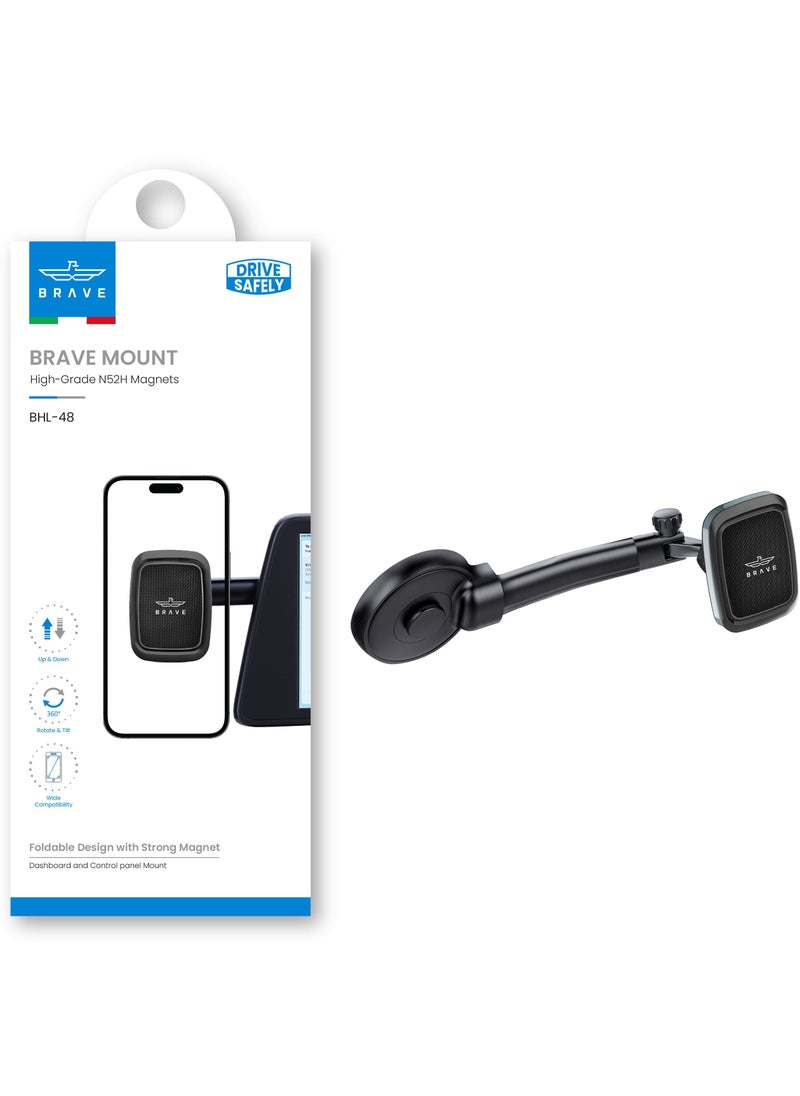 Brave - Magnetic Car Phone Holder for Dashboard – 360° Rotation Cell Phone Mount with Ultra Strong Magnets, Perfect for Tesla & All Cars – Compatible with iPhone 16 Pro Max, iPhone 16 Pro, iPhone 16 Plus, iPhone 15/14/13/12/11, Galaxy S24 Ultra, S23 Ultra & Other Mobile Devices – Secure and Adjustable Car Mount - Image 1