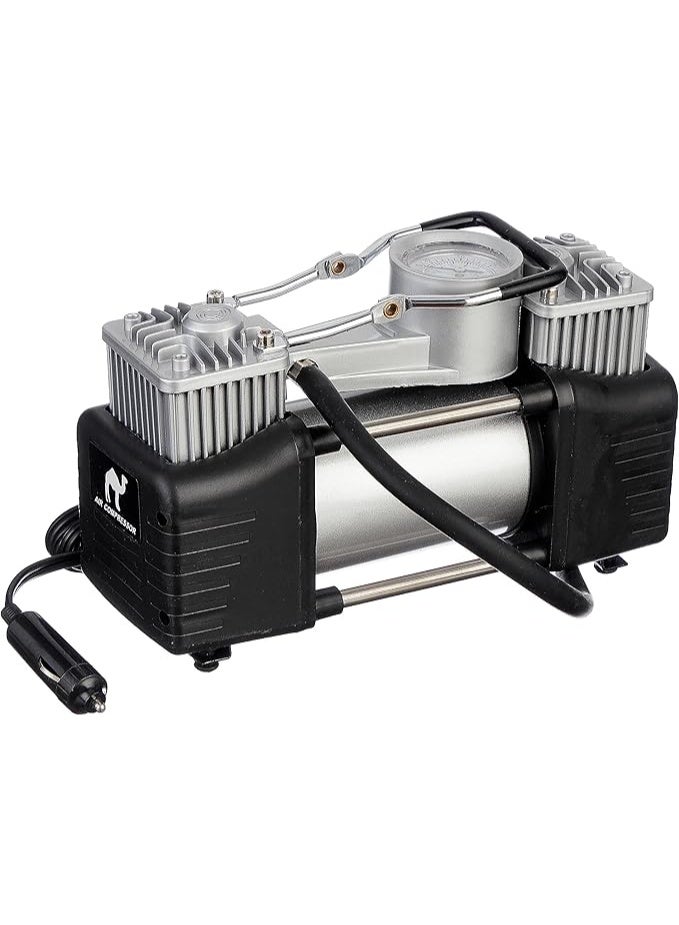 Heavy Duty 2 Cylinder Car Air Compressor - 12V High Pressure Tire Pump - Portable & Fast Inflation Power for Cars and SUVs. - Image 4