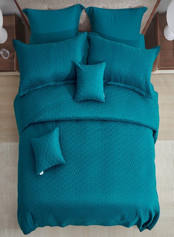 Blythease غطاء سرير ملكي كبير بلايثيس 128x120 عريض جداً، مظهر حديث ومعاصر، غطاء سرير خفيف الوزن، قابل للعكس، 5 قطع، 100% ميكروفايبر، كورال أزرق - Image 3