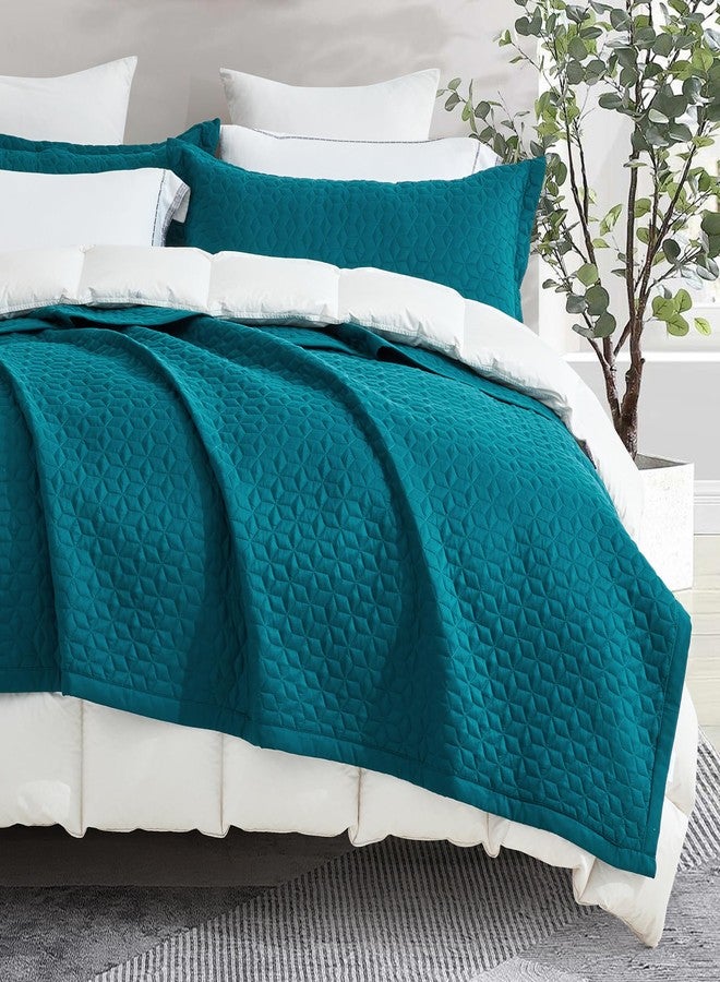 Blythease غطاء سرير ملكي كبير بلايثيس 128x120 عريض جداً، مظهر حديث ومعاصر، غطاء سرير خفيف الوزن، قابل للعكس، 5 قطع، 100% ميكروفايبر، كورال أزرق - Image 5