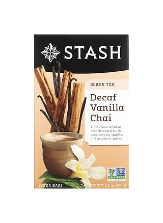 Stash Tea - Stash Tea, Black Tea, Decaf, Vanilla Chai, 18 Tea Bags, 1.2 oz (36 g) - Image 1