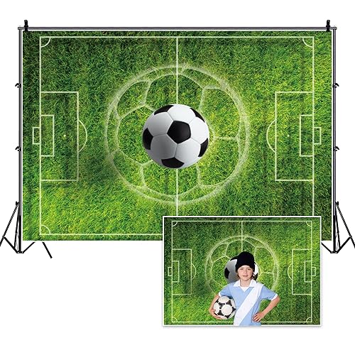 DORCEV Football Green Grass Field Vinyl 8x5ft Backdrop for Sports Game Party Birthday Studio Props - Image 1