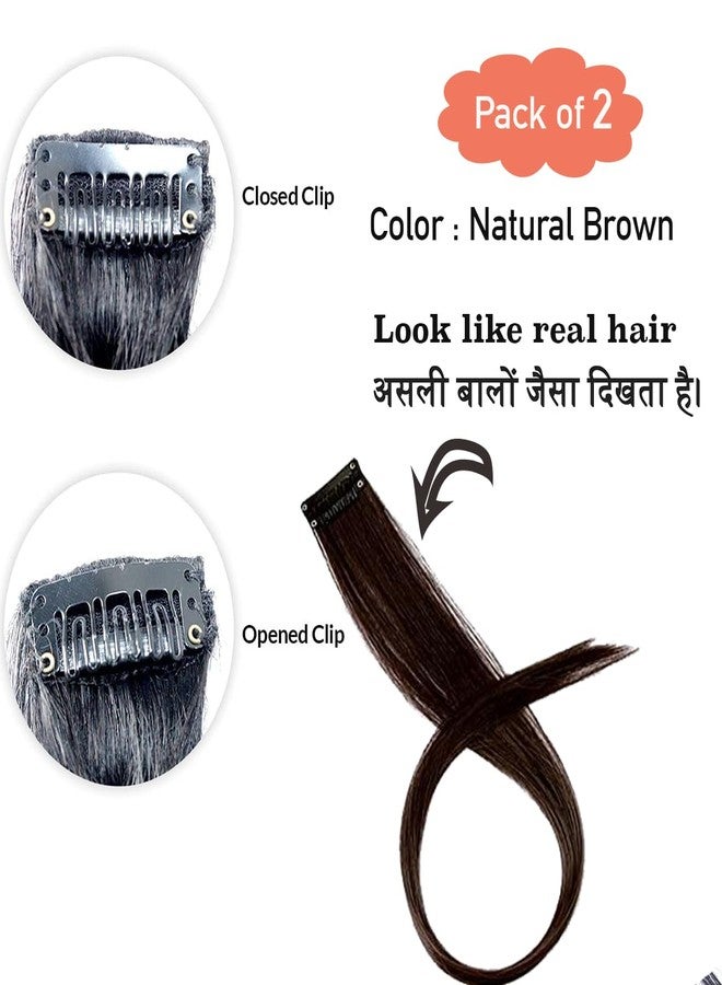 VIVIAN 2 Pcs Single Clip Synthetic Hair Side Covers Up Extension/Patch For Women And Girls Natural Brown, 10 Inch (Natural Brown) - Image 3