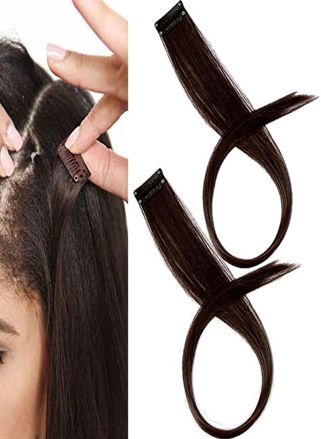 VIVIAN 2 Pcs Single Clip Synthetic Hair Side Covers Up Extension/Patch For Women And Girls Natural Brown, 10 Inch (Natural Brown) - Image 2
