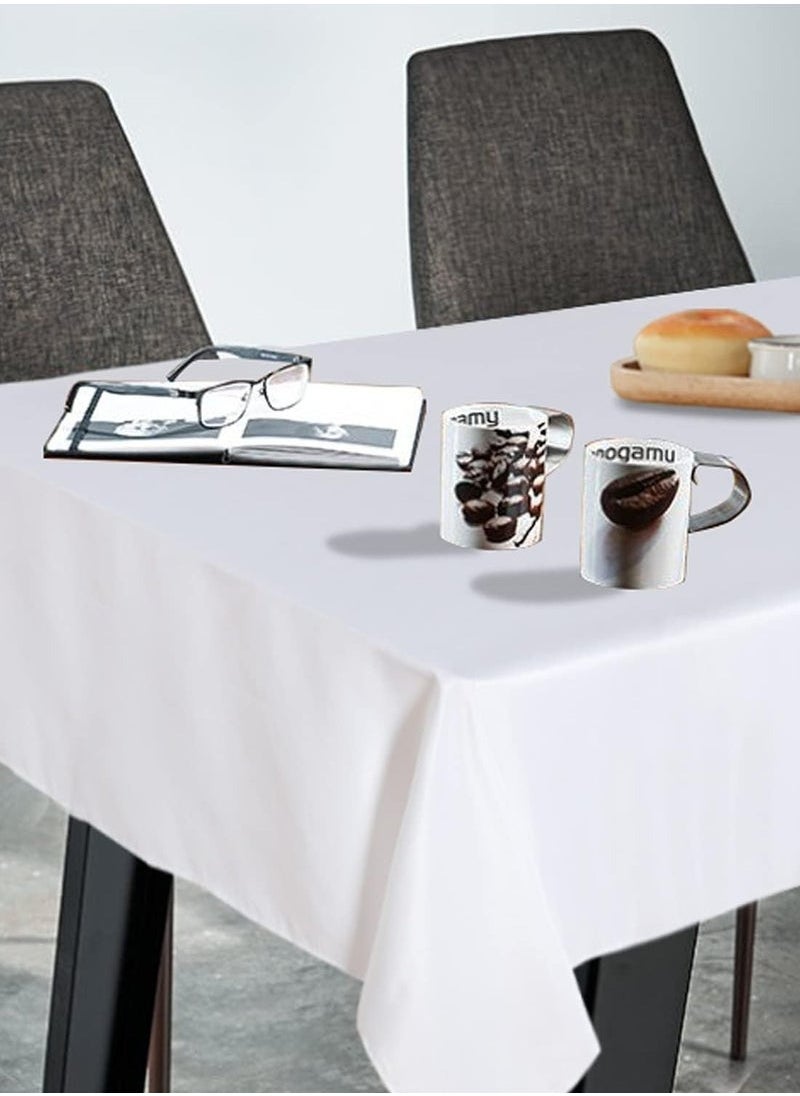 Generic Oil-Proof White Table Cloth 1.45x1.8m - Stain Resistant Washable Table Cover Fabric for Weddings, Catering & Home | Premium Table Stretch for Buffet & Dinner Parties  - Image 2