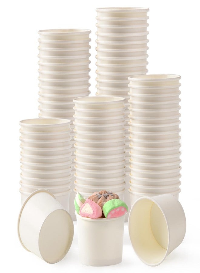 Belinlen 200 Count 4 oz Paper Ice Cream Cups Frozen Yogurt Cup Dessert Bowls Frozen Dessert Supplies(White) - Image 1