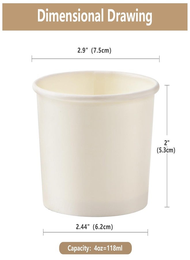 Belinlen 200 Count 4 oz Paper Ice Cream Cups Frozen Yogurt Cup Dessert Bowls Frozen Dessert Supplies(White) - Image 2