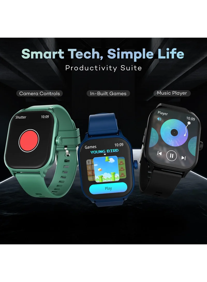 Pebble Pebble NEO Smart Watch for Men & Women with 1.99'' HD Display, Bluetooth Calling, SpO2 & Heart Rate Monitoring, Rotating Crown, Sports Modes, Sleep Tracking, Alarms, Notifications & Built-in Games