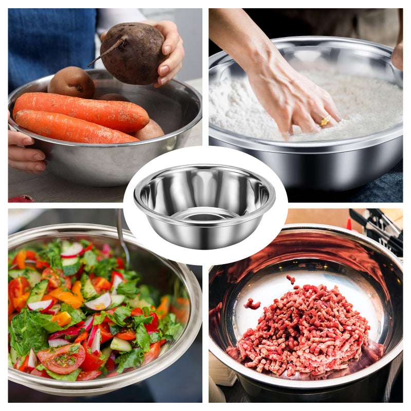 FillTouch 2 Pack Large Mixing Bowl 16 Qt Oversized All Purpose 304 Stainless Steel Polished Mirror Flat Base Metal Bowl for Home or Commercial Prepping Baking Mixing Marinating - Image 5