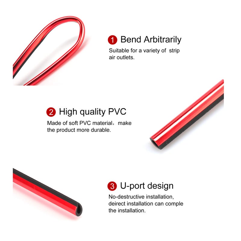 LivTee 20 Pieces Car Air Conditioner Decoration Strip for Vent Outlet, Universal Waterproof Bendable Air Vent Outlet Trim Decoration, Car Interior Accessories (Red) - Image 2