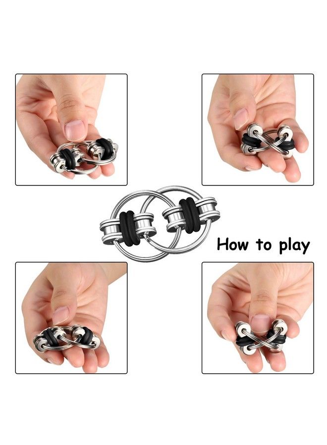 Gejoy Fidget Toy Set Include Six Roller Chain Fidget And Key Flippy Chain Stress Reducers For Autism Stress And Anxiety Relief (Black) - Image 3